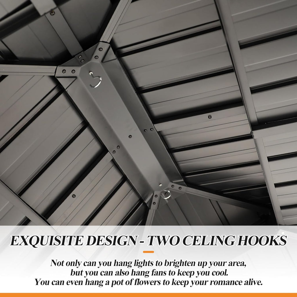 Olive Green Galvanized Steel Roof Wooden Gazebo B9588