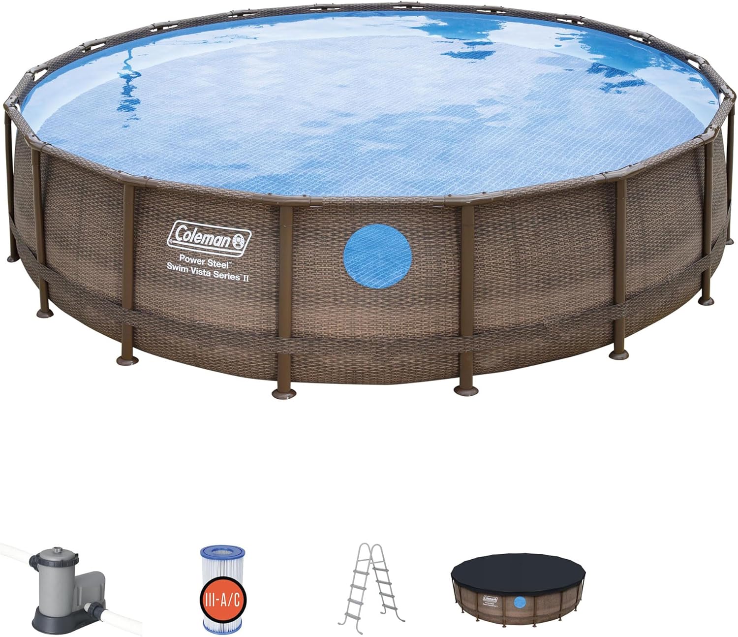 Brown 18' x 48" Above Ground Swimming Pool Set with Filter Pump and Ladder E20937
