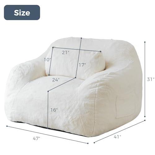 Giant Bean Bag Chair with Pillow, Boucle Bean Bag Sofa, Black B9411