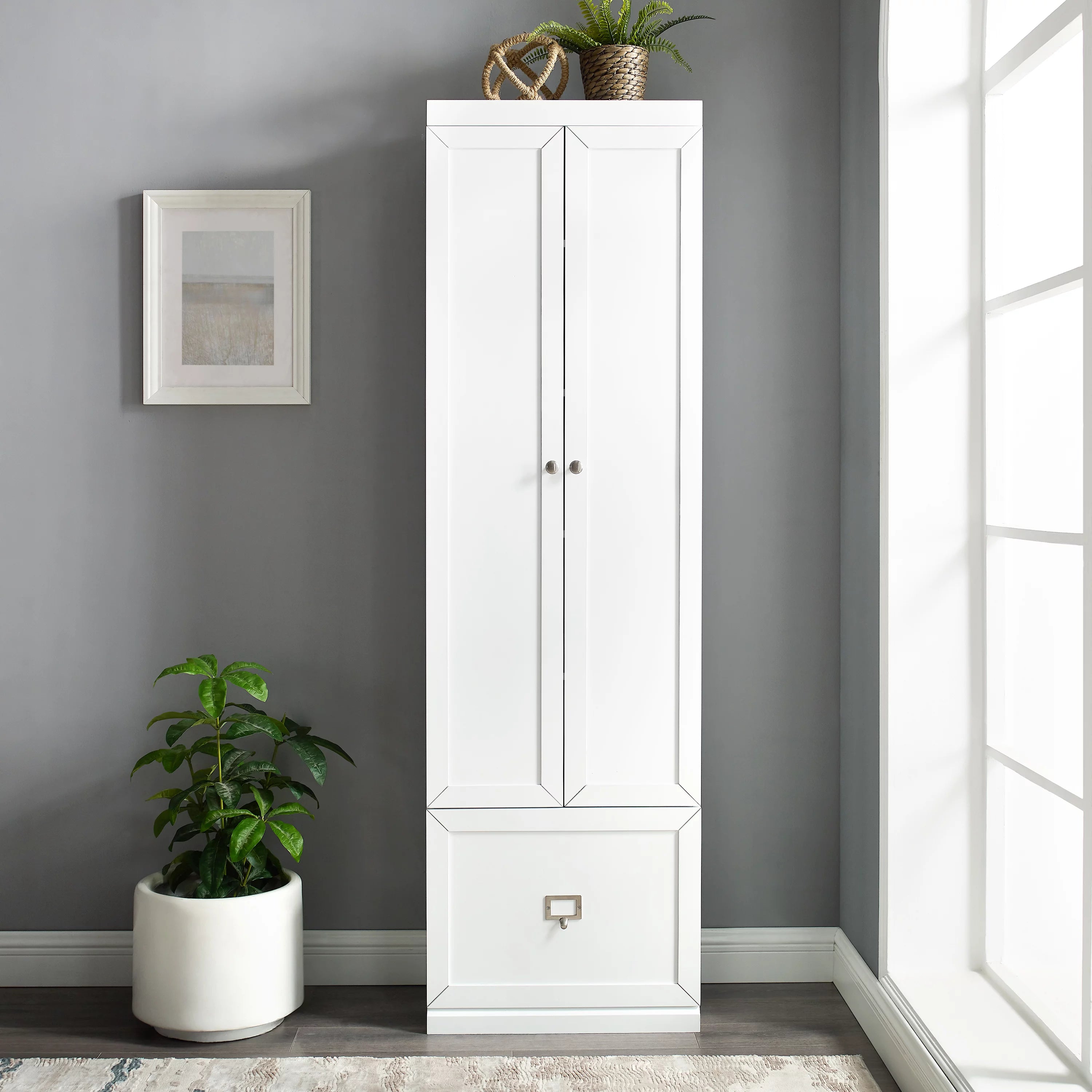White Wood Convertible Pantry Closet V864641