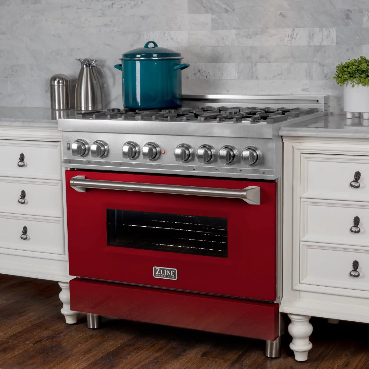 36 in. Dual Fuel Range with Red Gloss Door K33786