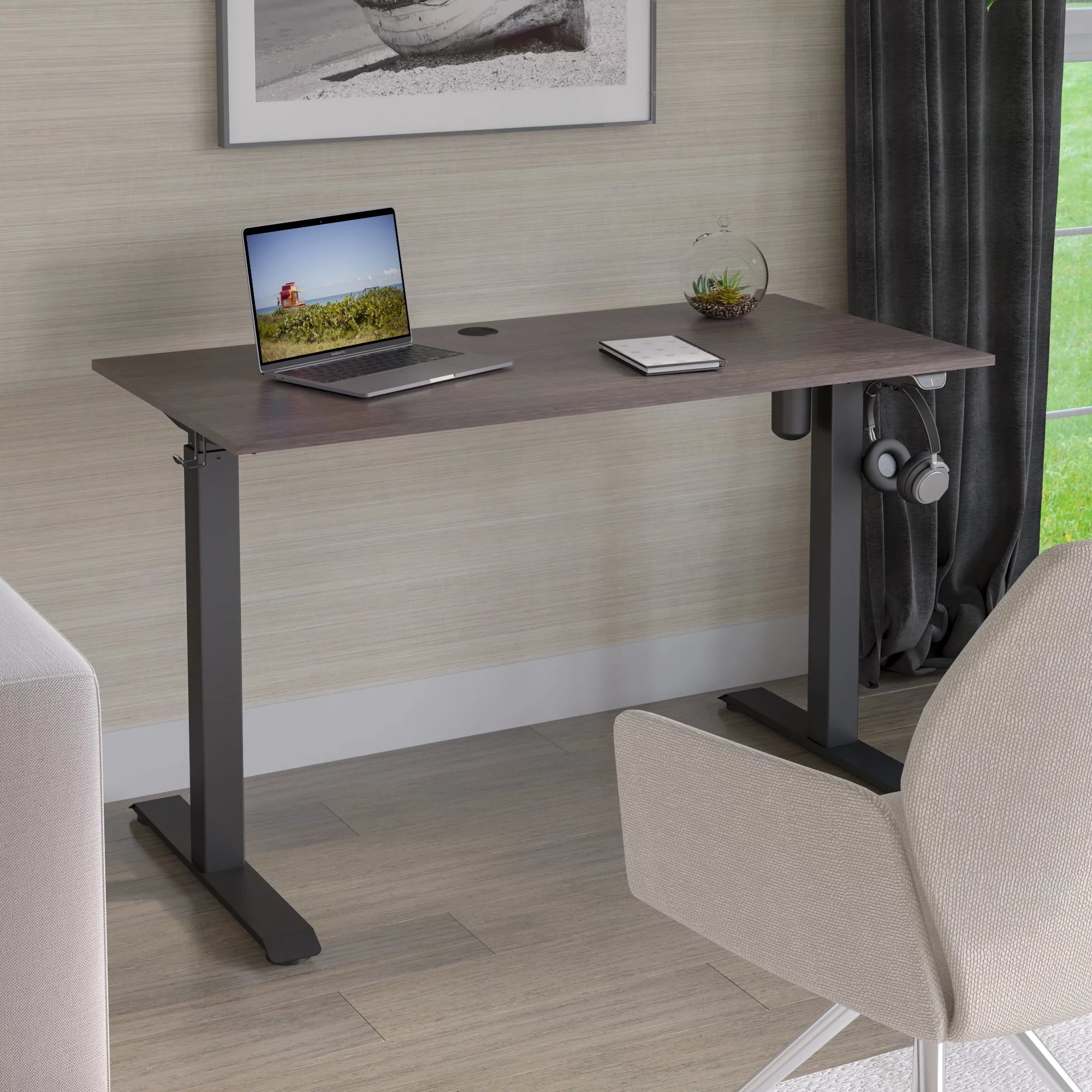 Adjustable Height Desk Ash Gray Oak R2791