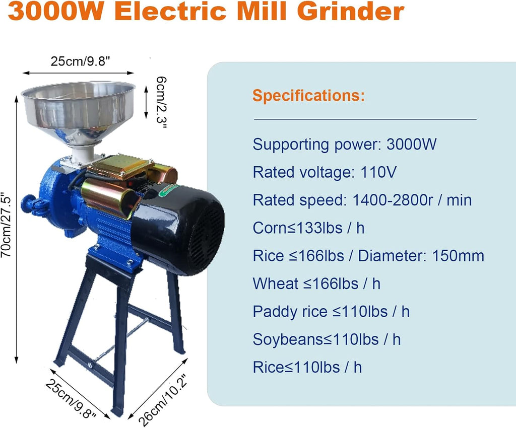 110V 3000W Electric Grain Mill Corn Grinder X92101