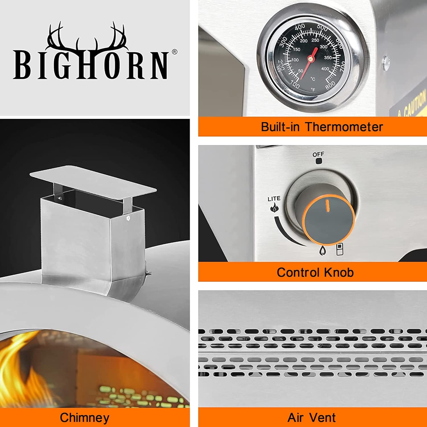 Gas Pizza Oven Countertop Stainless Steel Propane Pizza Oven with 13" Pizza Stone & Foldable Pizza Peel K631