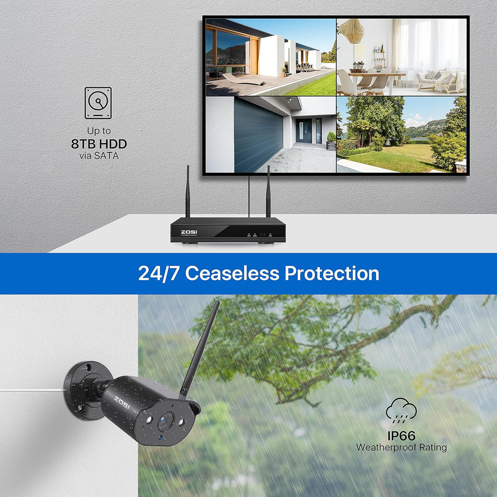 2K 8 Channel CCTV NVR with Hard Drive 1TB and 4pcs 1080P WiFi IP Camera A66816