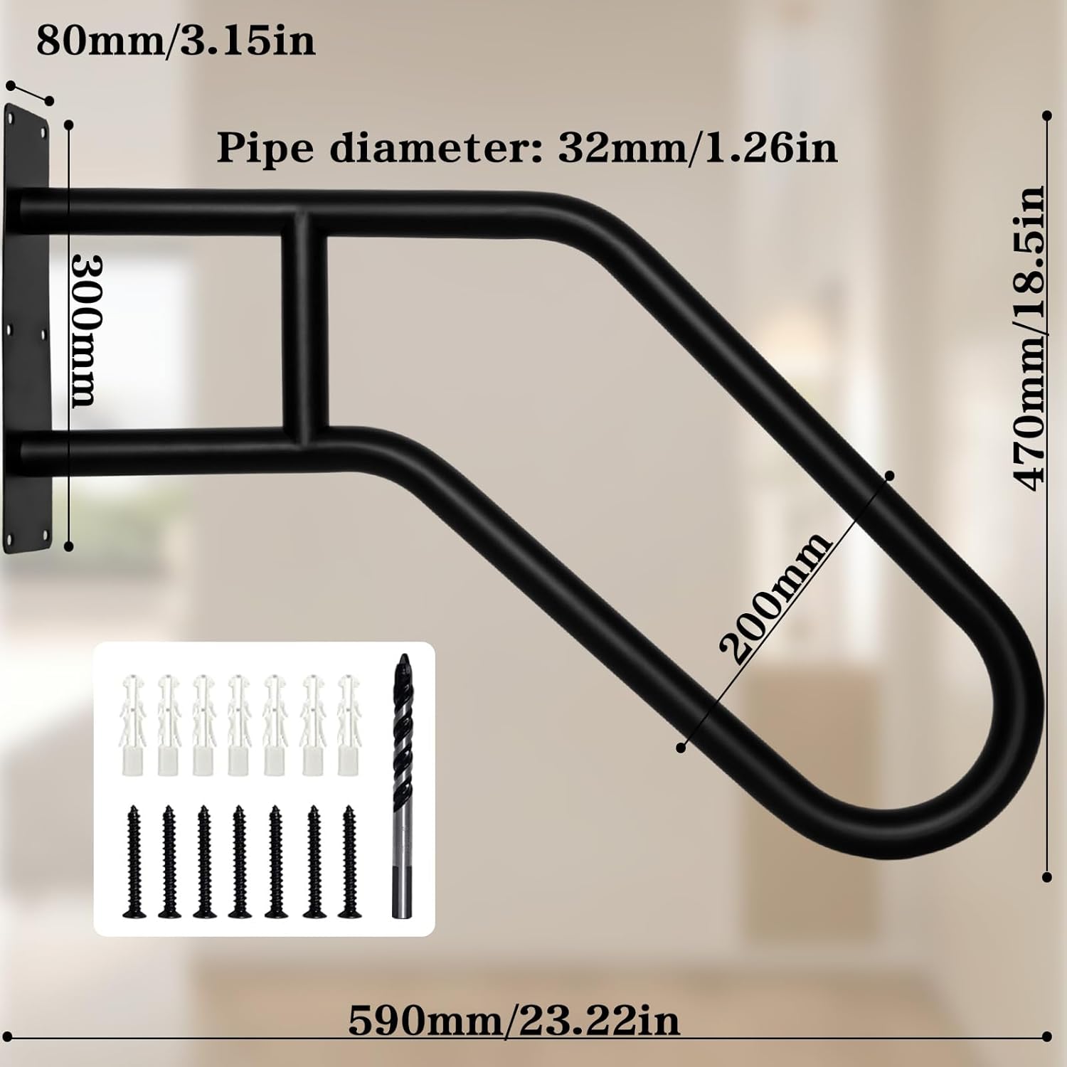 Black Stainless Steel Handrails for Outdoor Steps D51131
