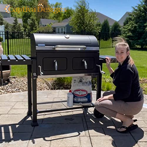Extra Large Charcoal BBQ Grill with 2 Foldable Side Tables M877255