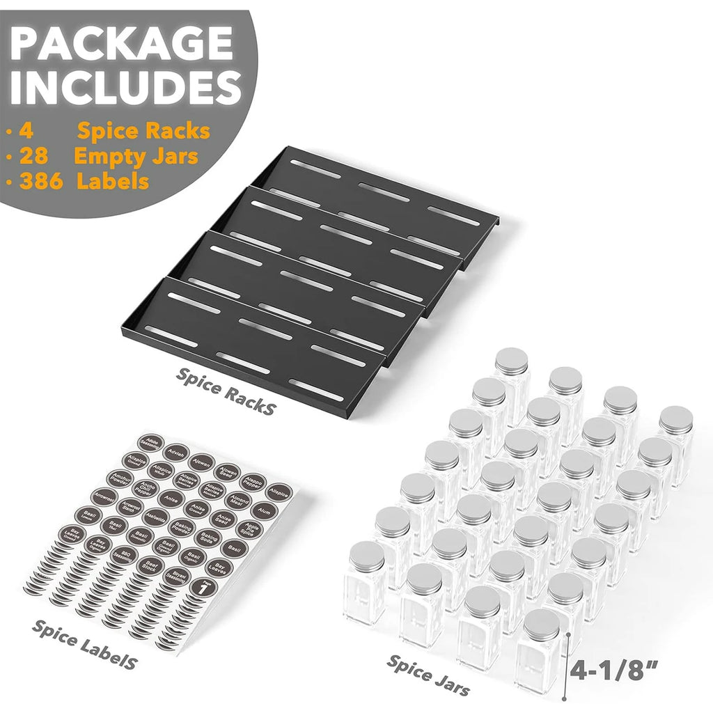 28 Spice Jars 4-Tier Spice Rack Tray F5174