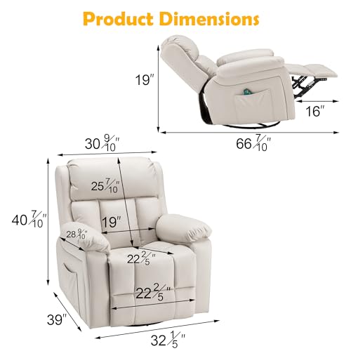 Beige Microfiber Cloth Massage Recliner Chair with Heated I183739