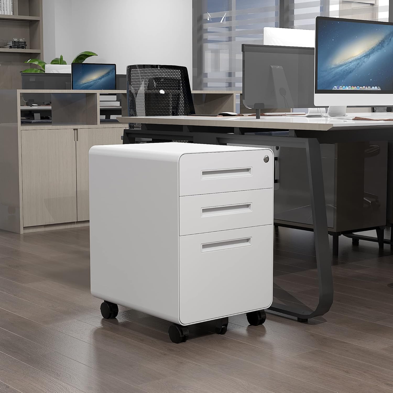 White 3 Drawer File Cabinet with Lock Q98194