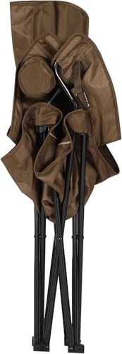Collapsible Armrests Cup Holder Carry Mat Pet Leash Heavy Duty Foldable Chair Earth Brown P4988