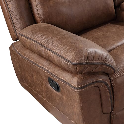 Brown Polyester Manual Sofa with Dual Recliner E8493