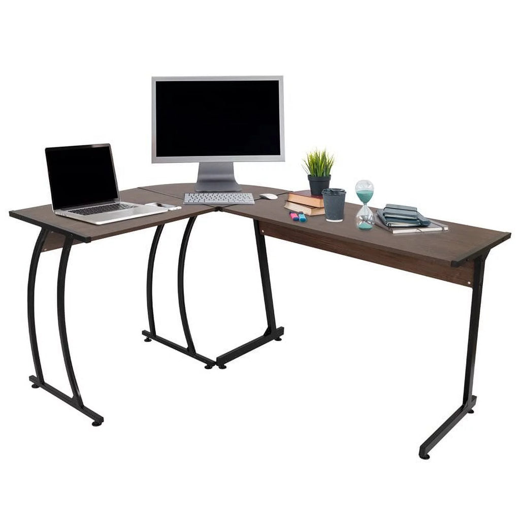 Aged Oak L-Shaped Corner Computer Desk L5454