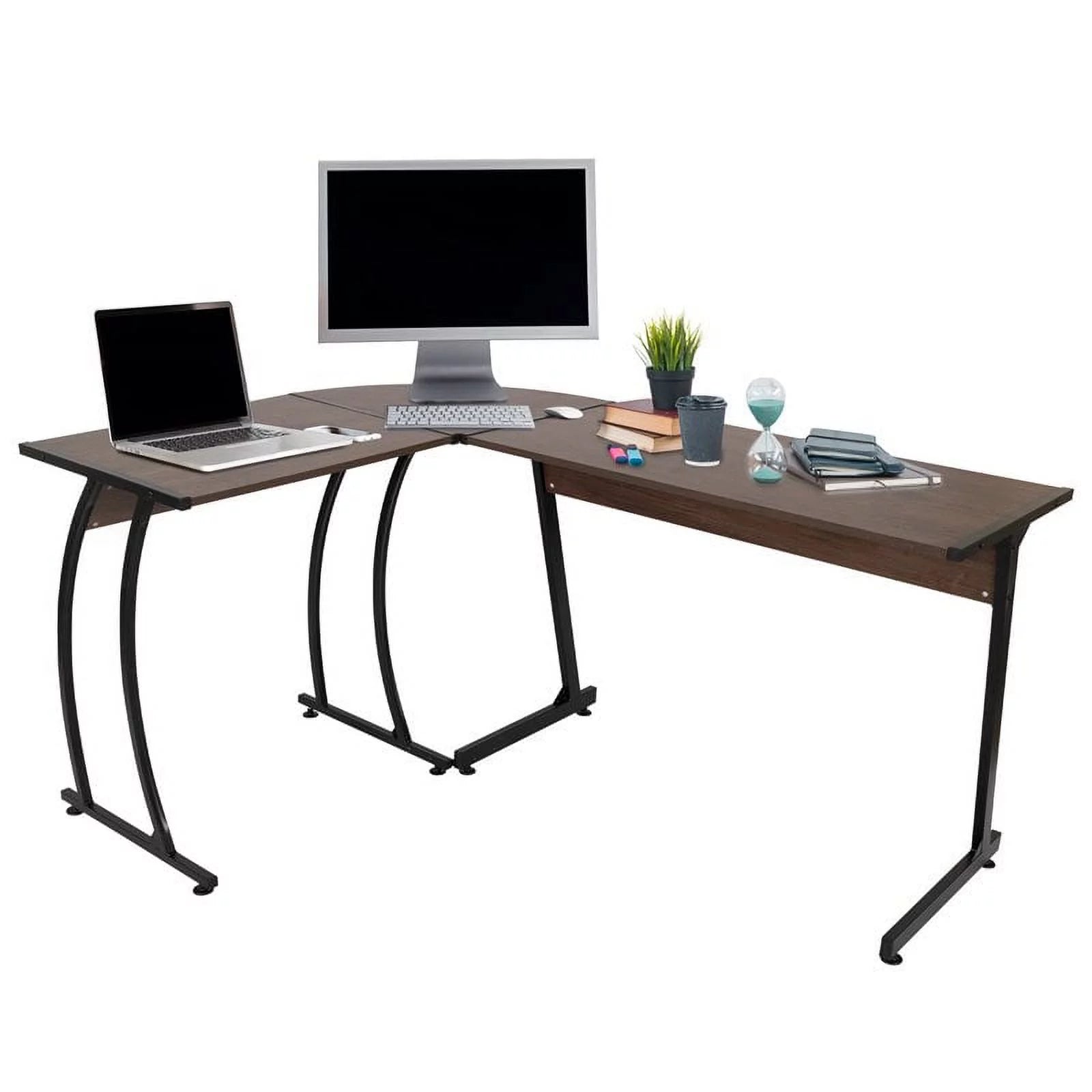 Aged Oak L-Shaped Corner Computer Desk L5454