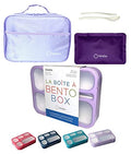 Blue & Pink Bento Lunch Boxes with Insulated Bag and Ice Pack Set of Two, 6 Compartments Leakproof BPA Free J813