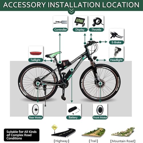 48V 1000W/1500W Rear Wheel Electric Bicycle Hub Motor Kit G926