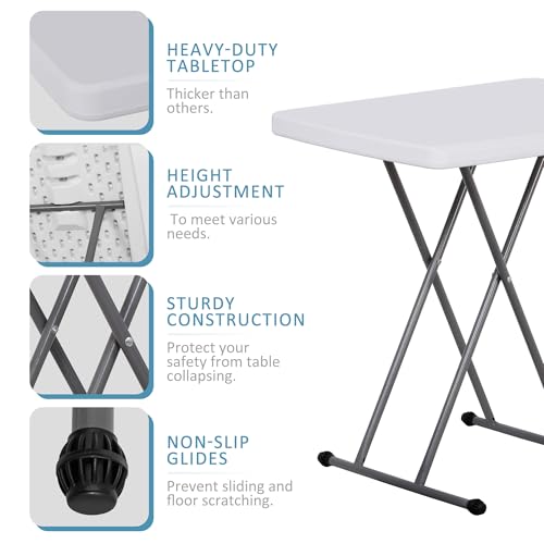 White 4 Foot Plastic Folding Table with Carrying Handle G79264