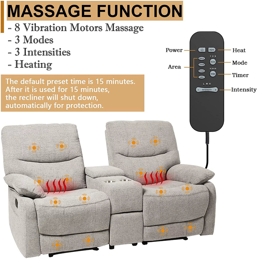 Fabric Double Reclining Loveseat with Console D429
