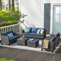 6 Pieces Outdoor Patio Sectional Sofa with Steel Frame U849406