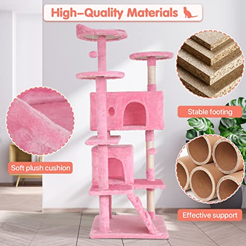 54in Cat Tree Cat Climbing Tower with Scratching Post O80828