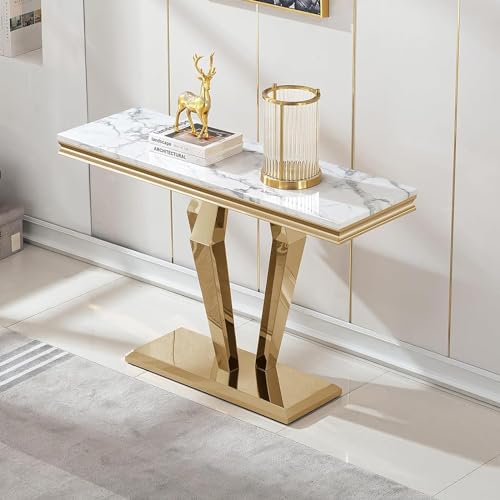 4 Piece Faux Marble Coffee Table Set with Gold Stainless Steel Base O6008