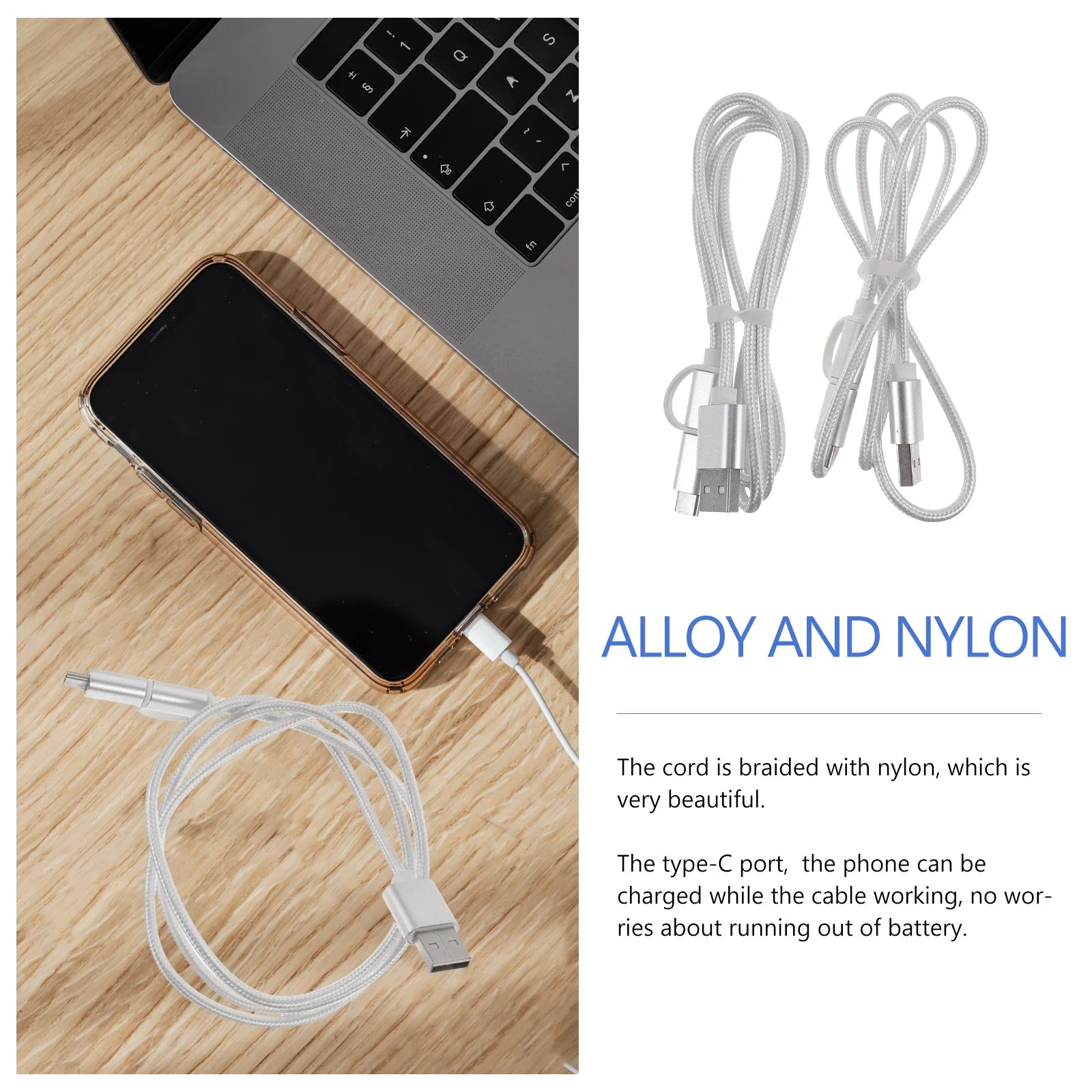 2 Pcs Phone Car Charger Cord Cables Data Line B713