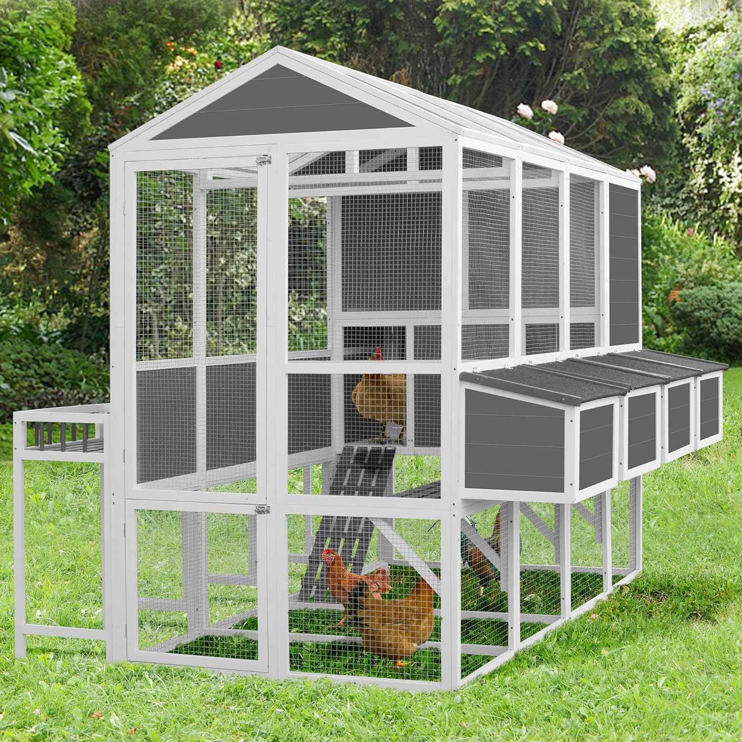 95'' Wooden Chicken Coop with 4 Nesting Box J90623
