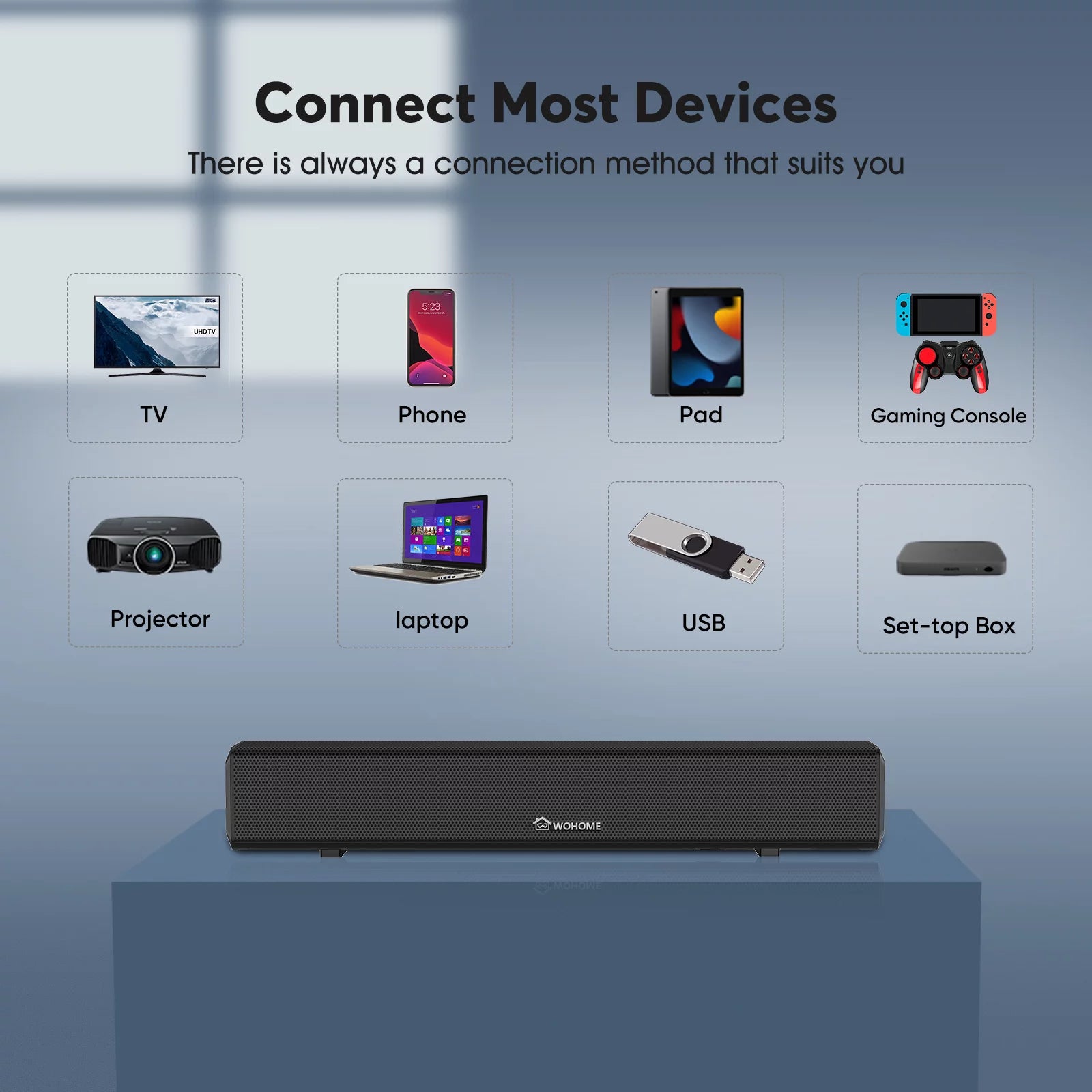 16-Inch 50W Soundbar with Bluetooth 5.0 and Subwoofer H724930