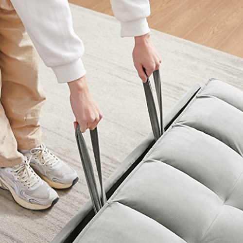 Grey Velvet 3 in 1 Convertible Sleeper Sofa with Pullout Bed H74465