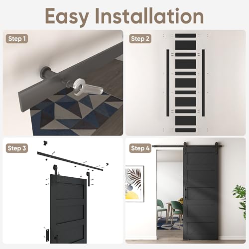 Black 36" x 84" Solid Wood Barn Door with Hardware Kit G72744