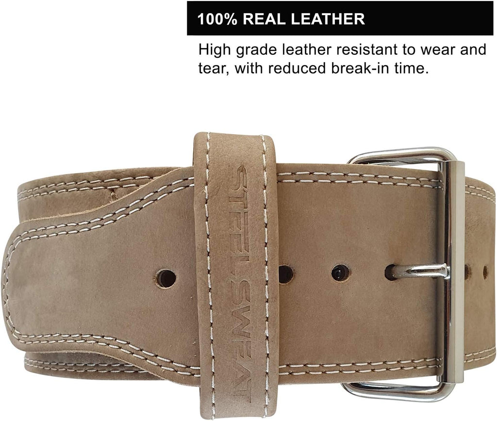 4 Inch 10mm Single Prong Powerlifting Belt Vegetable Tanned Leather Oat Medium X538852