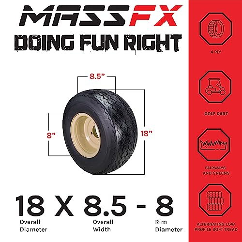 Set of 4 18x8.5-8 Beige Golf Cart Wheels and Tires Combo E793407