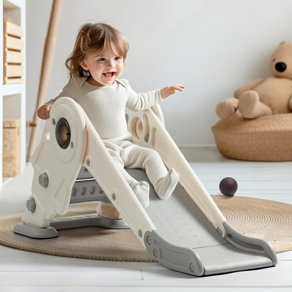 Toddler Slide Set, 2 in 1 Kids Slide with Climber and Basketball Hoop Y715966