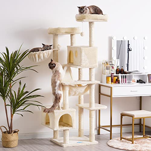 Light Gray 69 Inch Cat Tree with Scratching Posts O79980
