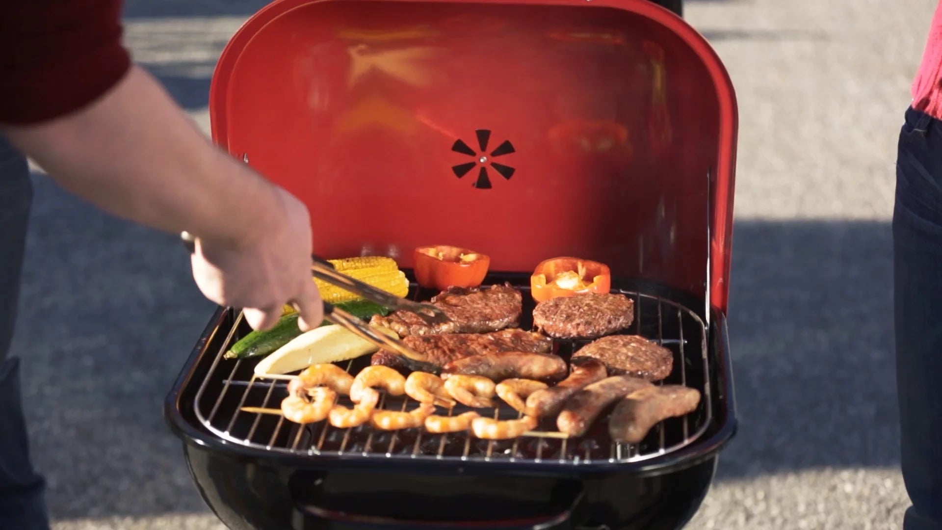 Red Portable Steel Charcoal Grill S4005