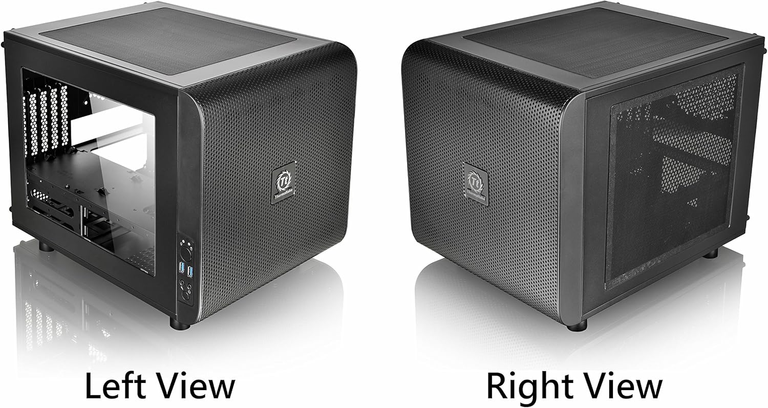 Black SPCC Micro ATX Mini ITX Cube Computer Case with 200mm Front Fan H372470