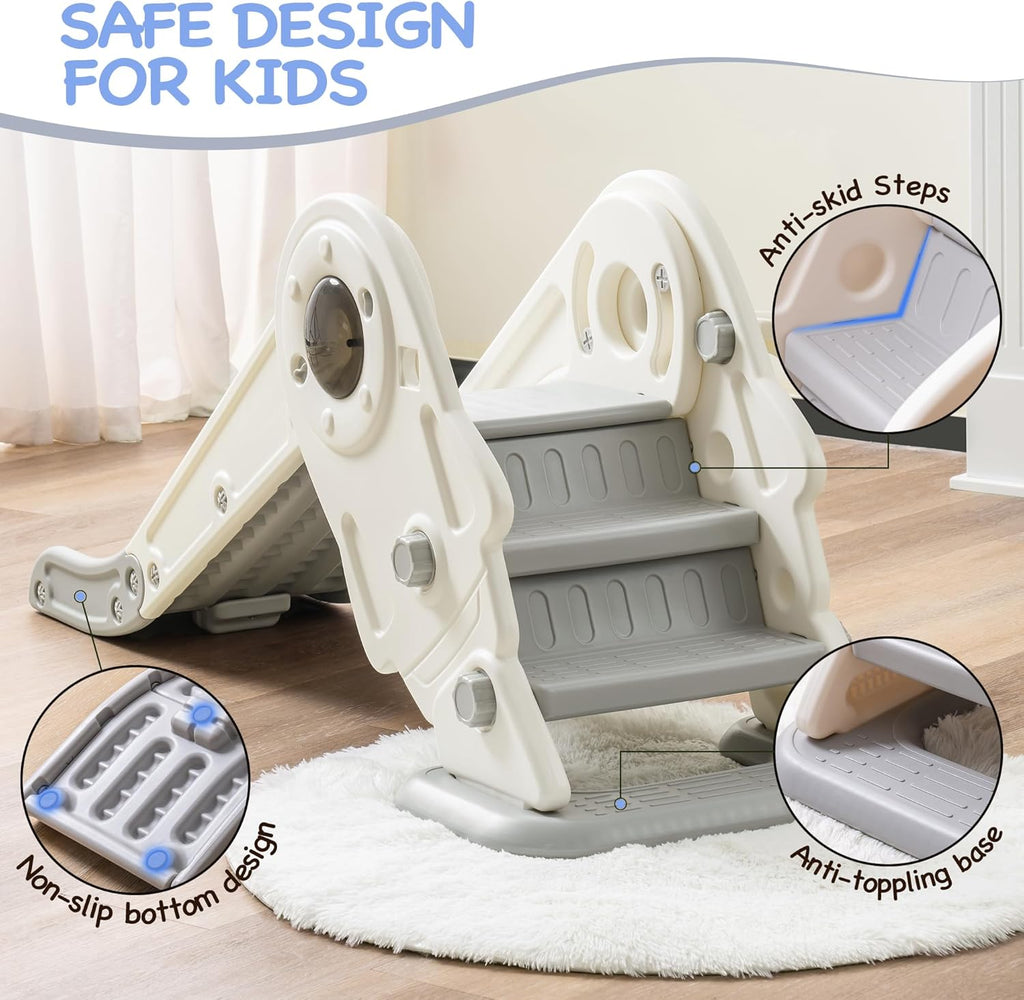 Toddler Slide Set, 2 in 1 Kids Slide with Climber and Basketball Hoop Y715966