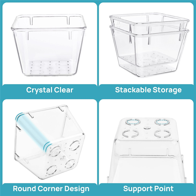 15PCS Clear Plastic Drawer Organizer Set Storage Bins E206