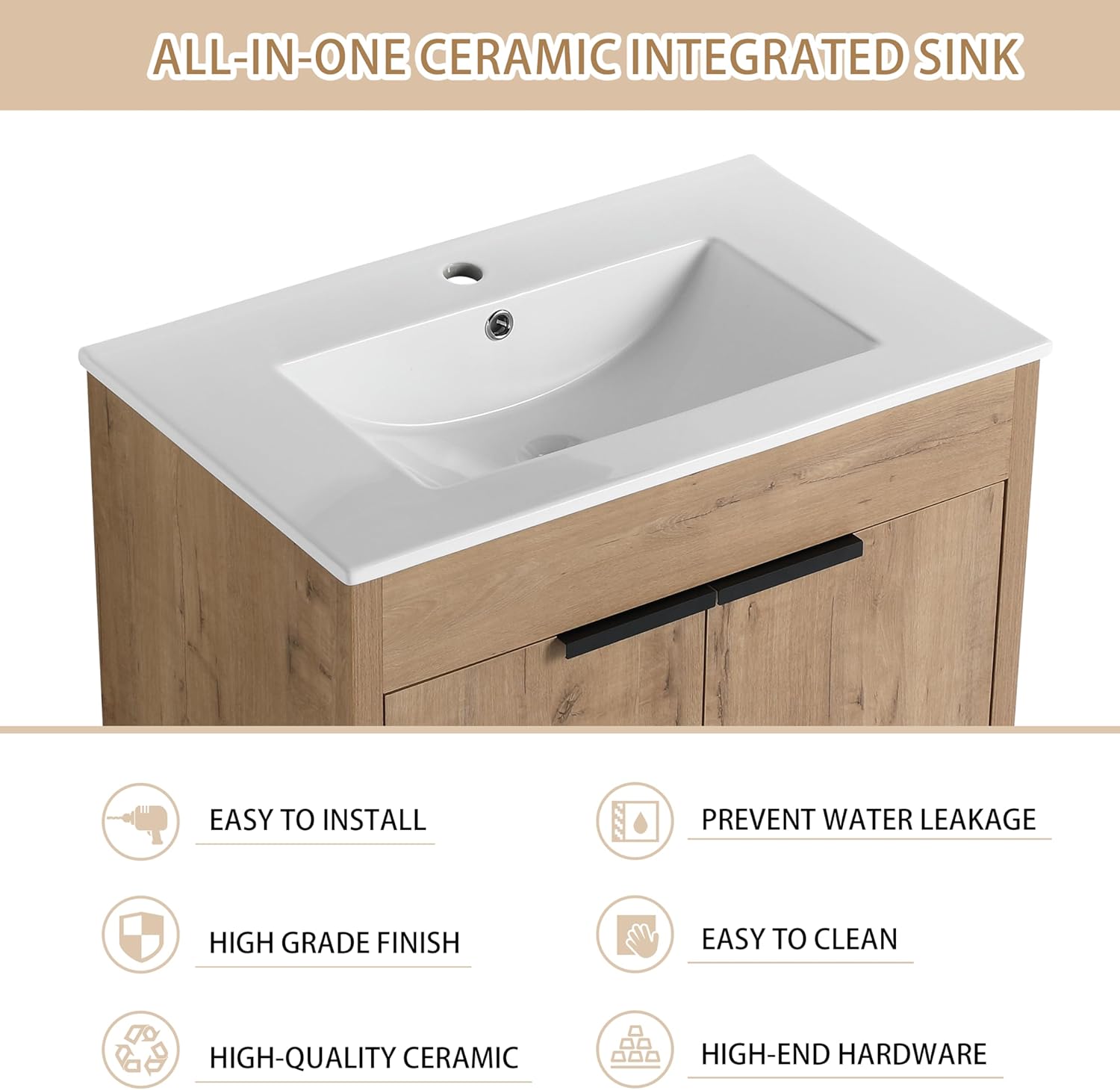 30 Inch Freestanding Single Sink Bathroom Vanity O356