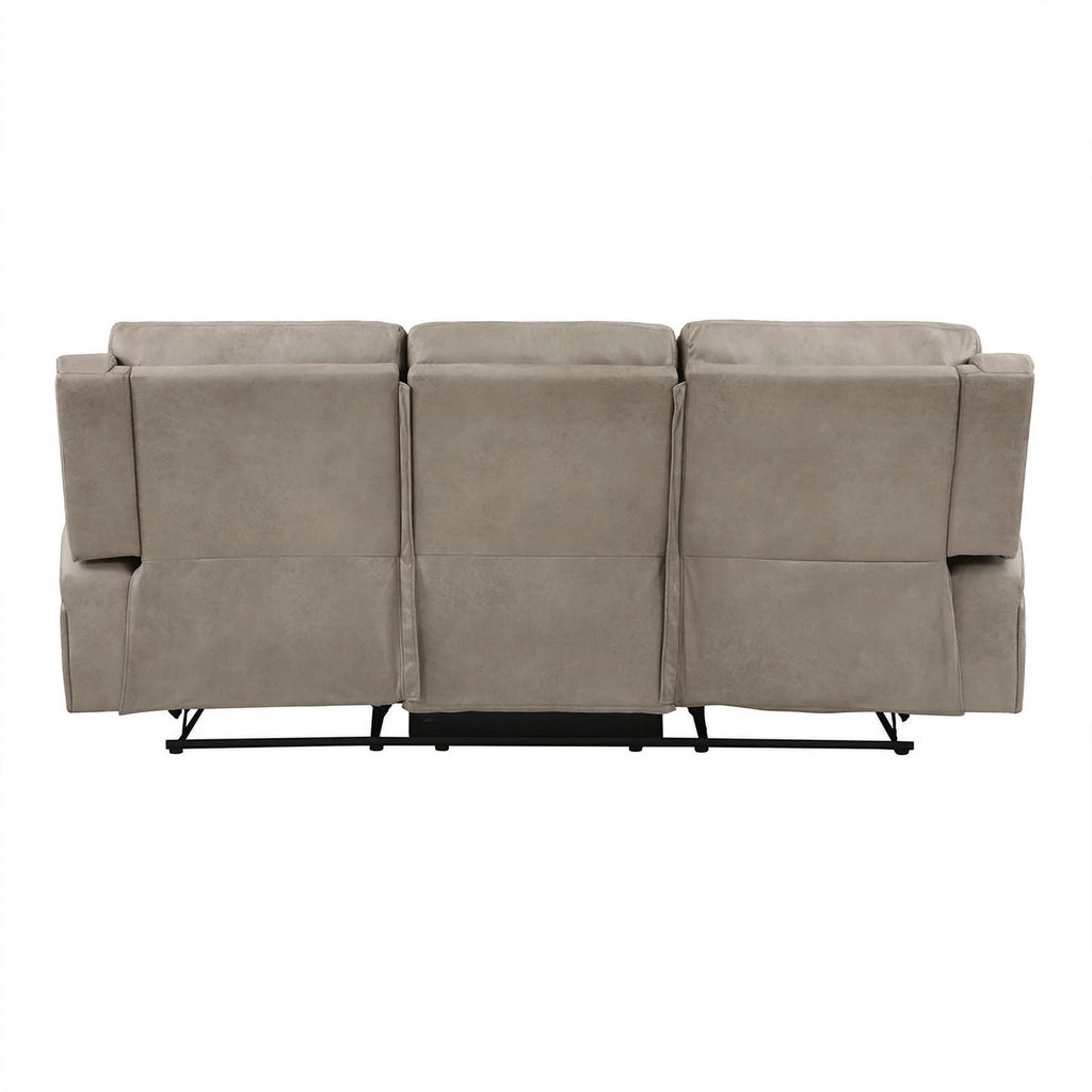 Polished Microfiber Double Reclining Sofa in Brown U4187