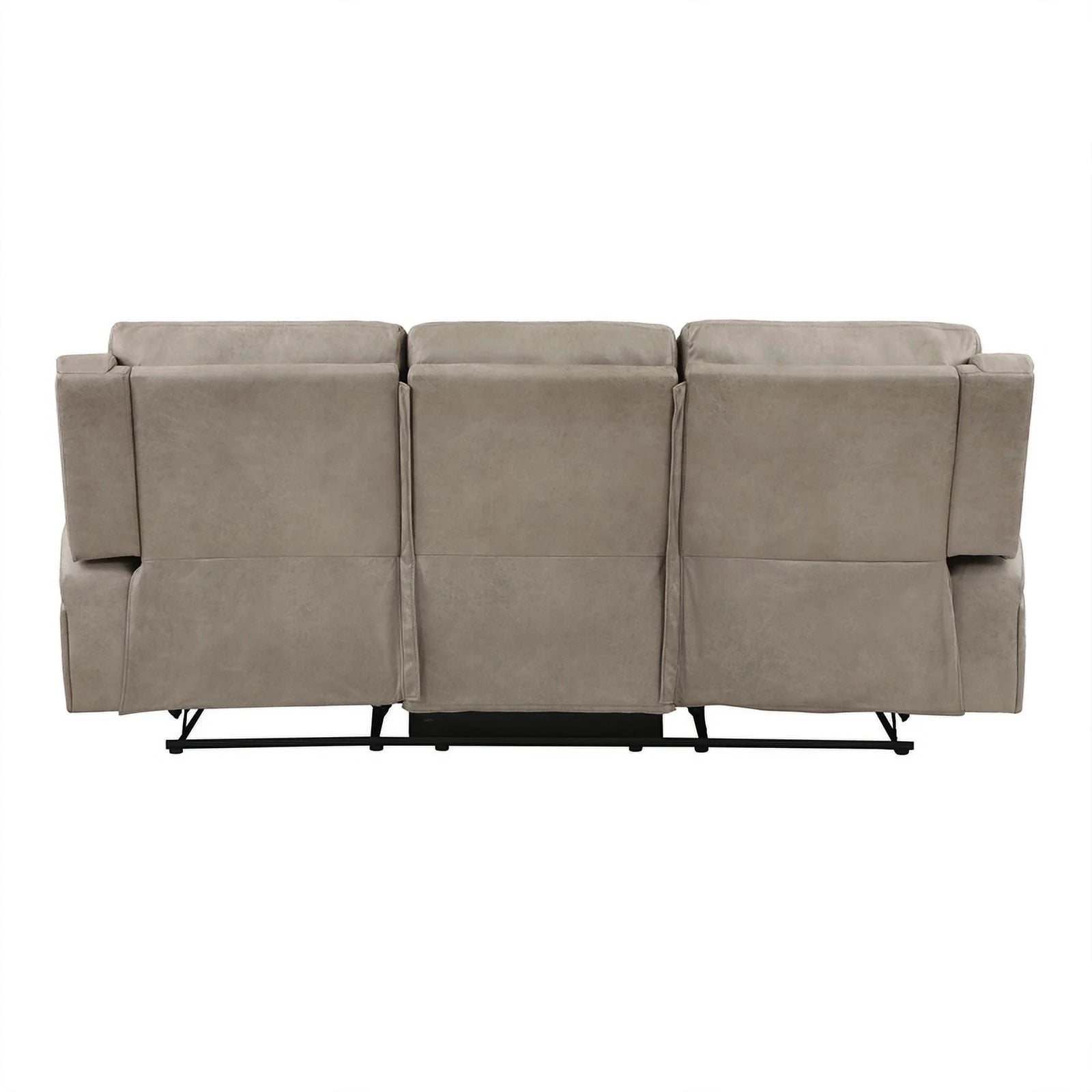 Polished Microfiber Double Reclining Sofa in Brown U4187