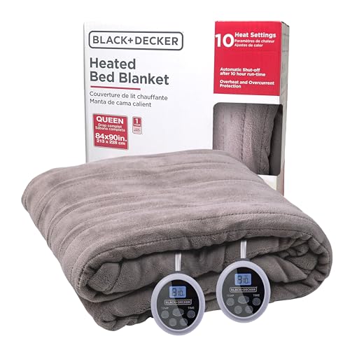 Heated Fleece Throw Blanket, 50" x 60", 4 Heat Settings, Machine Washable I6556
