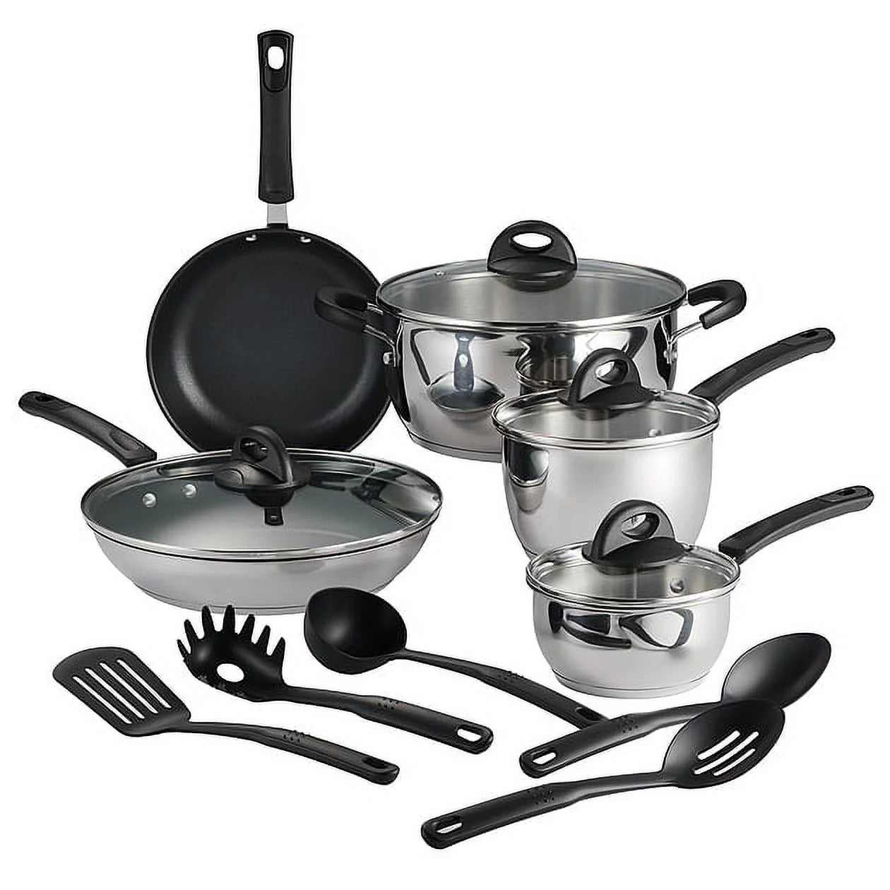 14 Pc Stainless Steel Tri-Ply Base Cookware Set W728394
