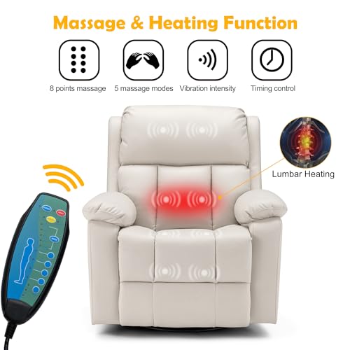 Beige Microfiber Cloth Massage Recliner Chair with Heated I183739