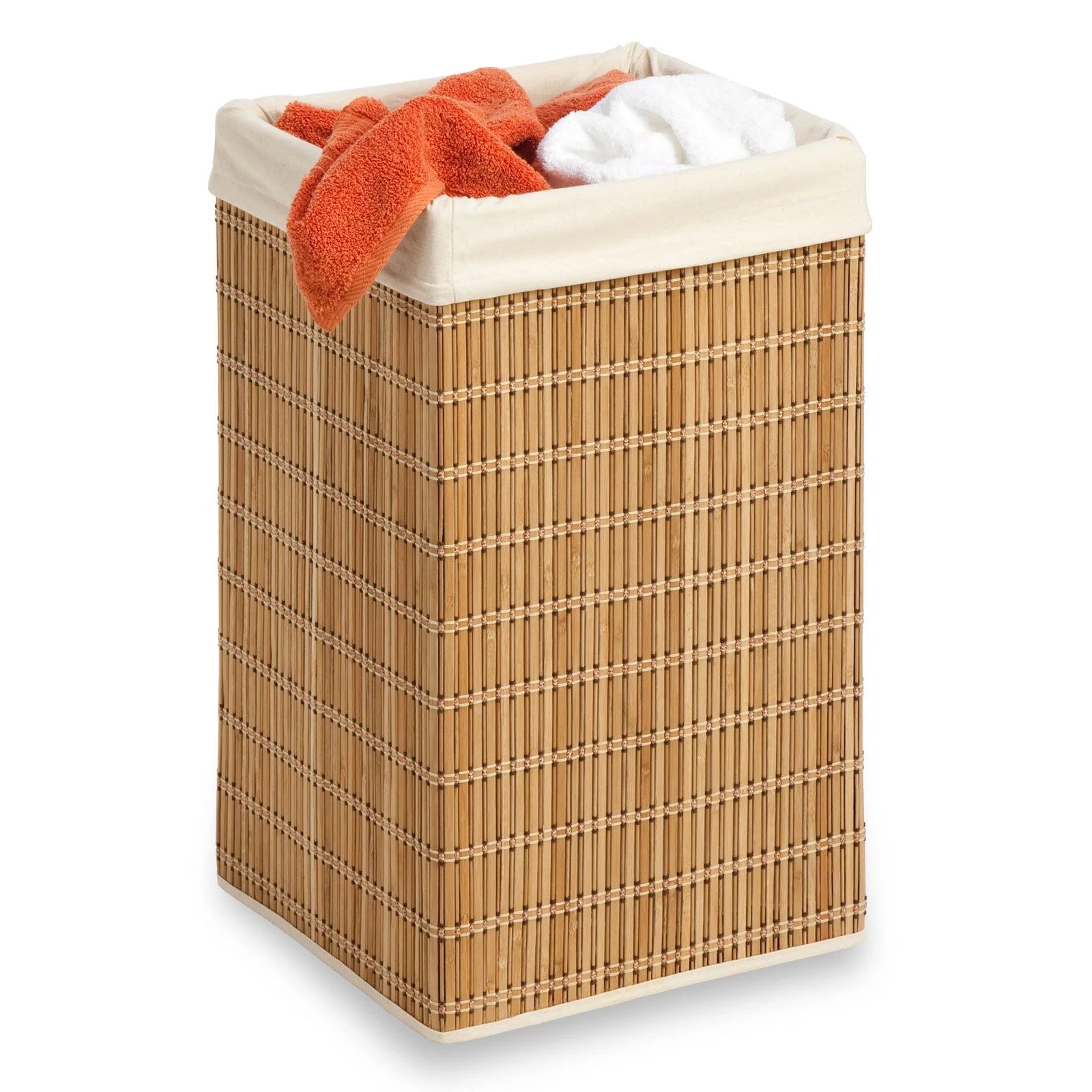 Bamboo Wicker Square Laundry Hamper with Removable Liner X77310