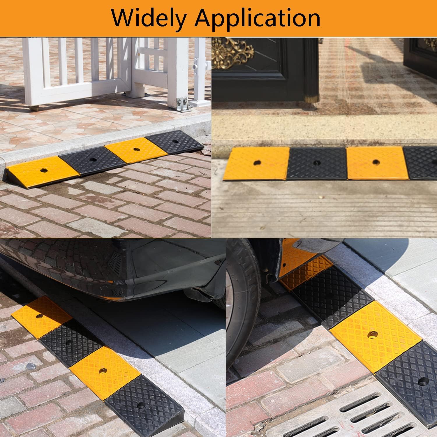 2" Rubber Curb Ramps Heavy Duty Loading Threshold Ramp 39.3x5.9x2 Inch Y428767