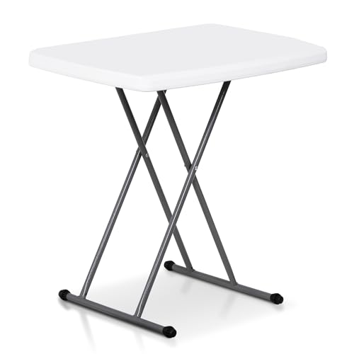 White 4 Foot Plastic Folding Table with Carrying Handle G79264
