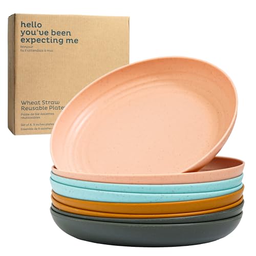 Deep Wheat Straw Dinner Plates Set of 8, Pastel 9" E1042