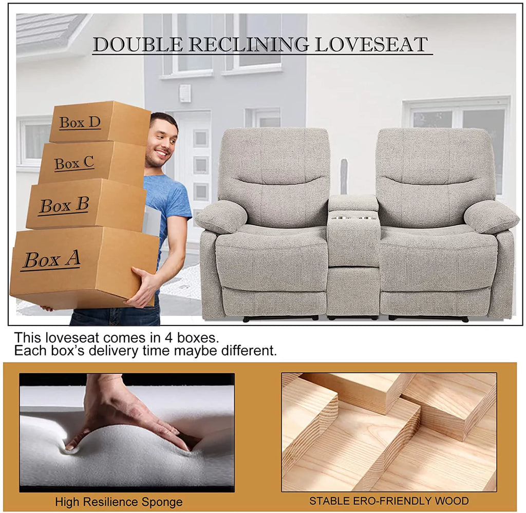 Fabric Double Reclining Loveseat with Console D429