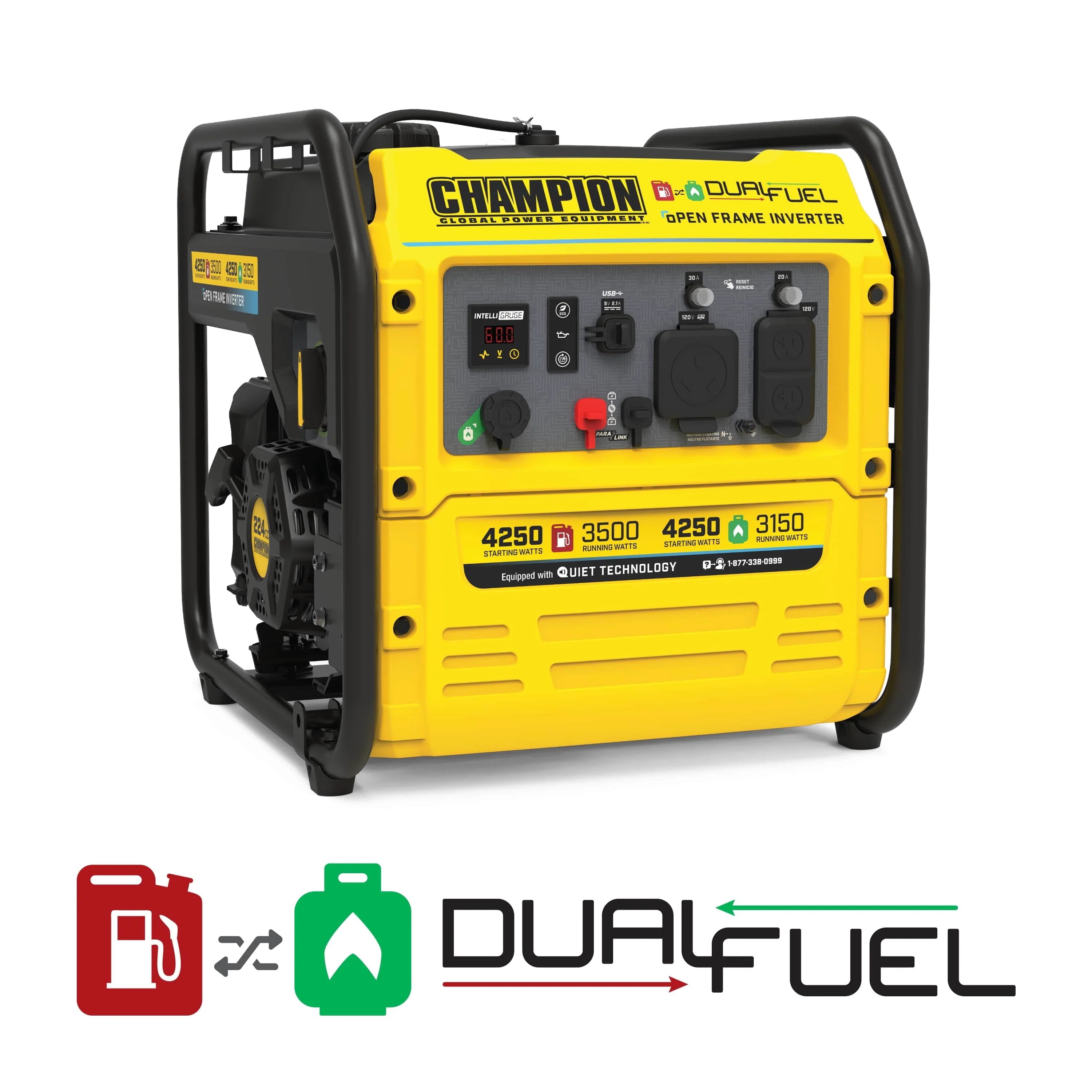 4250-Watt Dual Fuel Open Frame Inverter Generator U26123
